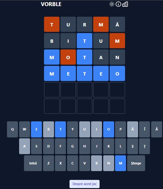 Wordle în limba română / Vorble