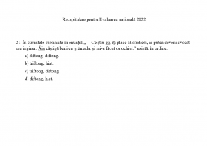 Recapitulare pentru Evaluarea națională - exercițiul 21
