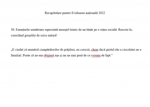 Recapitulare pentru Evaluarea națională 2022 - exercițiul 30